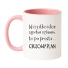 Kubek biało-różowy 330 ml z chamskim napisem – must-have dla fanów kawy
