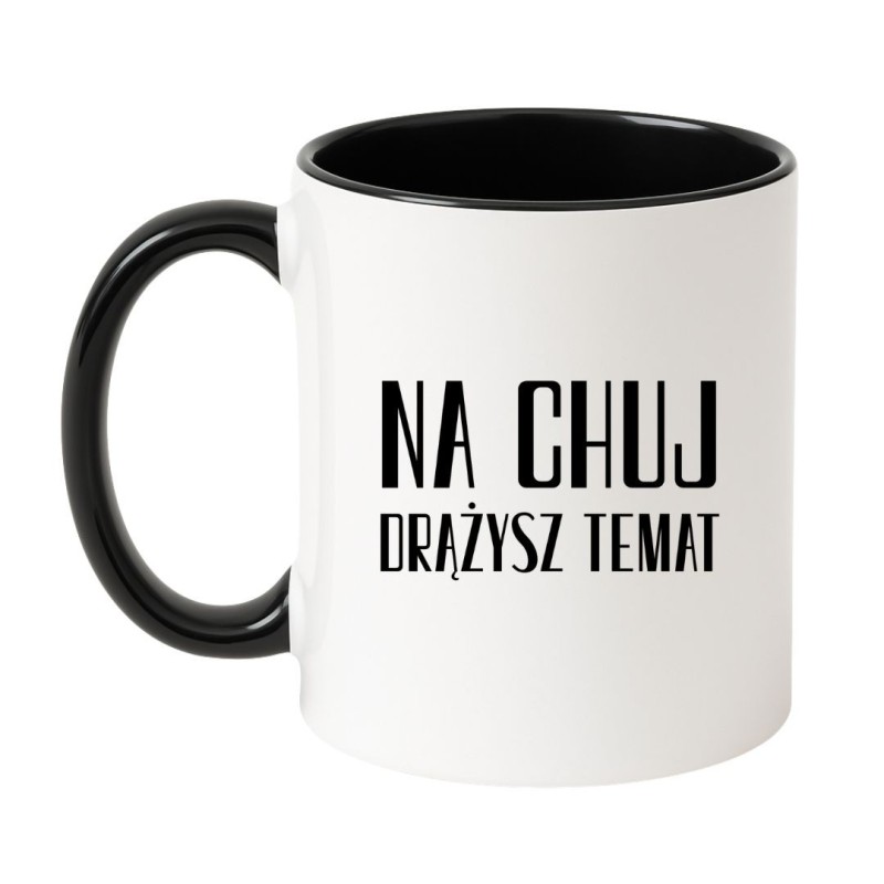 Kubek biało-czarny 330 ml z chamskim napisem – sprawdź bestseller