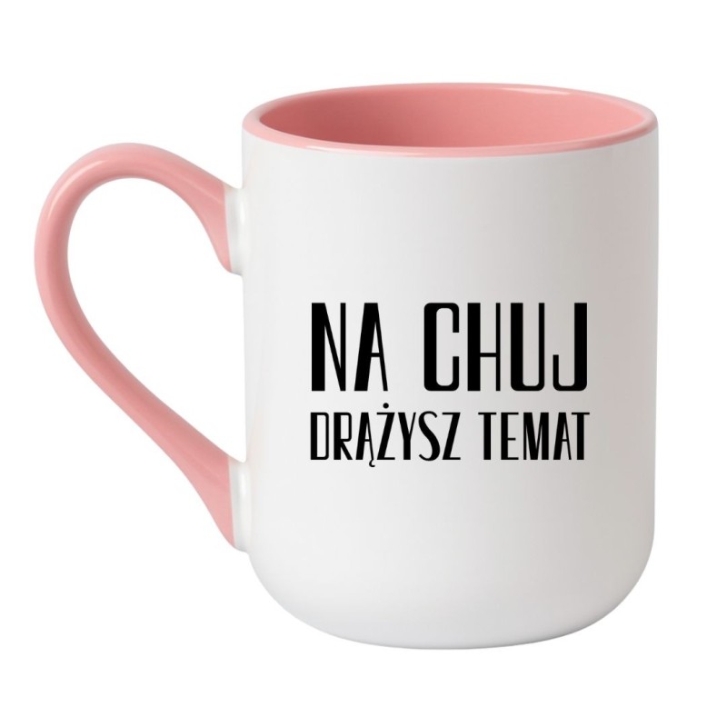 Kubek elegancki biało-różowy 330 ml z wulgarnym wzorem – chamski prezent
