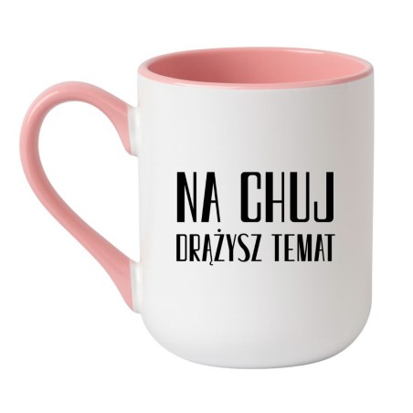 Kubek elegancki biało-różowy 330 ml z wulgarnym wzorem – chamski prezent