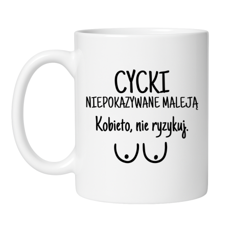 Śmieszny kubek biały 330 ml z humorystycznym napisem – must-have dla kawoszy