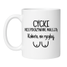 Śmieszny kubek biały 330 ml z humorystycznym napisem – must-have dla kawoszy