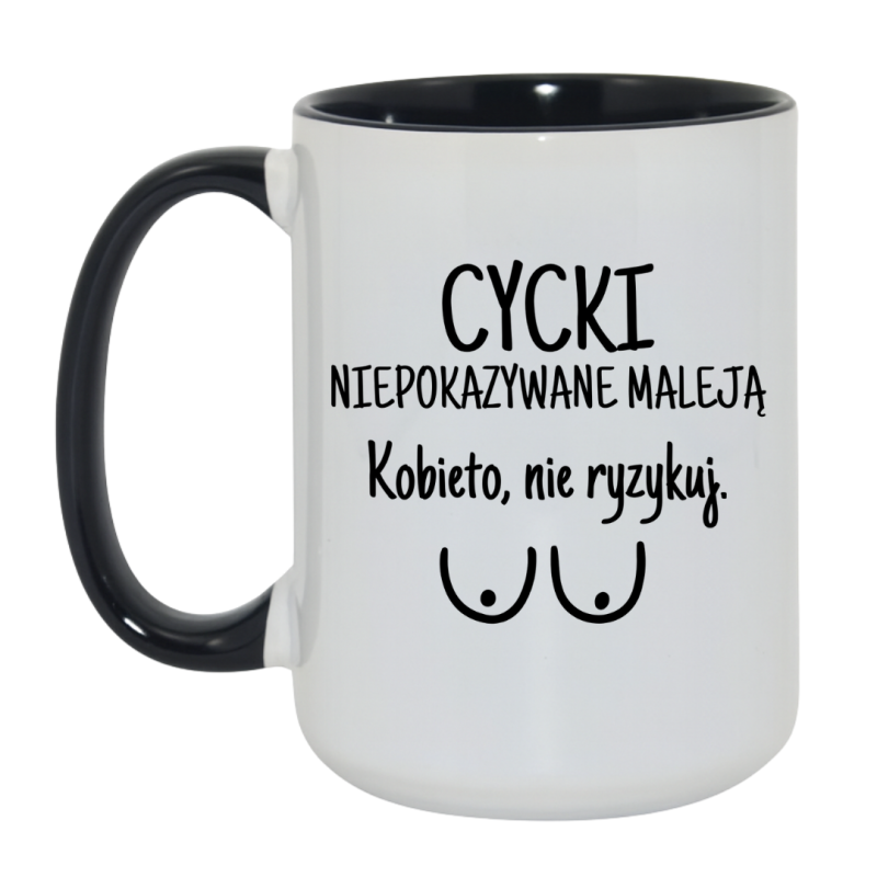 Kubek duży biało-czarny 450 ml z zabawnym motywem – must-have do herbaty