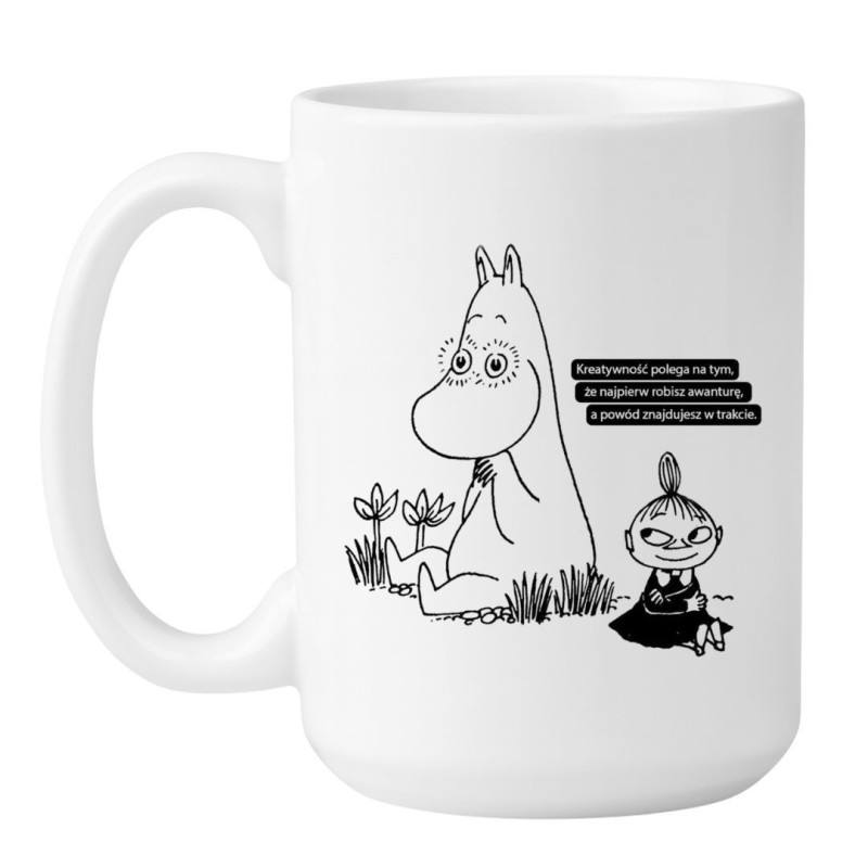 Kubek duży biały 450 ml z ilustracją kreskówkową – must-have dla fanów kawy
