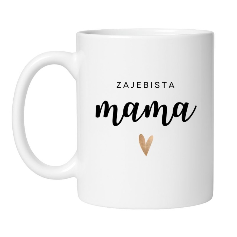 Śmieszny kubek biały 330 ml z motywem serca i napisem, idealny dla kawoszy