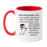 Kubek biało-czerwony 330 ml z wulgarnym motywem i grafiką, śmieszny kubek z nadrukiem