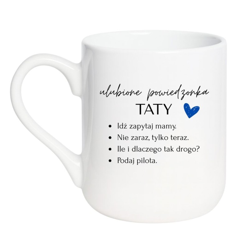 Kubek elegancki biały 330 ml z motywem taty i sercem, must-have dla domu