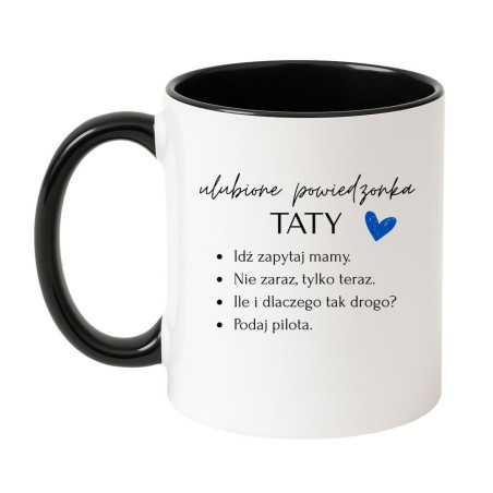 Kubek biało-czarny 330 ml z napisem i humorystycznym motywem dla taty, do kawy