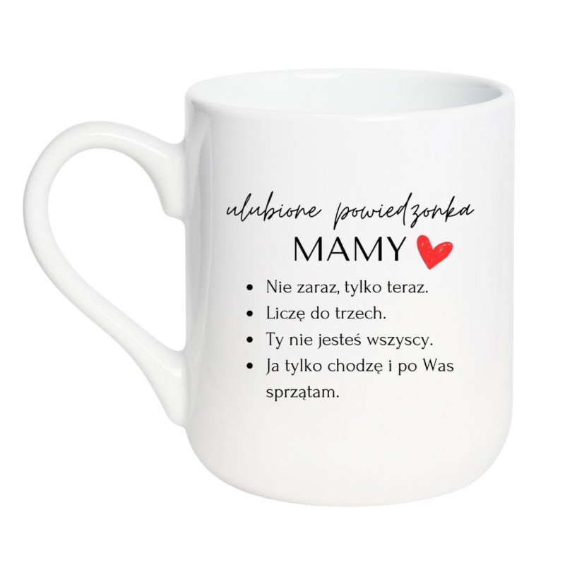 Kubek elegancki biały 330 ml z napisem o mamie, idealny do domu