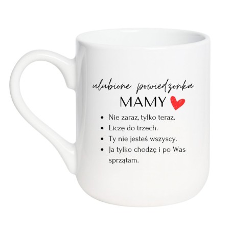 Kubek elegancki biały 330 ml z napisem o mamie, idealny do domu