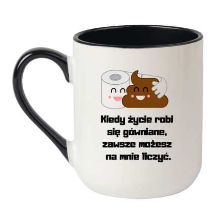Kubek elegancki biało-czarny 330 ml z humorystycznym wzorem – chamski prezent bez cenzury