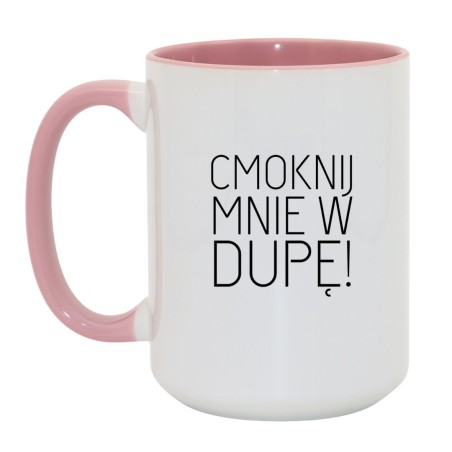 Kubek duży biało-różowy 450 ml z humorystycznym nadrukiem bez cenzury – prezent chamski