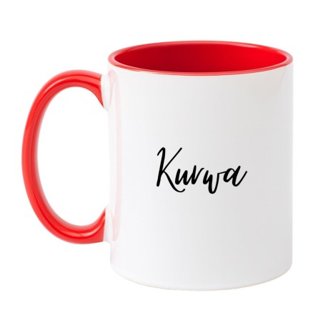 Kubek biało-czerwony 330 ml z wulgarnym motywem – humorystyczny akcent do domu