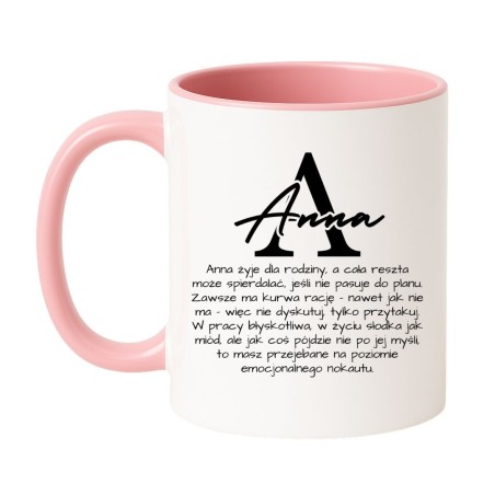 Kubek biało-różowy 330 ml z chamskim napisem – sprawdź bestseller