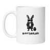 Śmieszny kubek biały 330 ml z zabawną ilustracją królika w okularach – must-have dla kawoszy