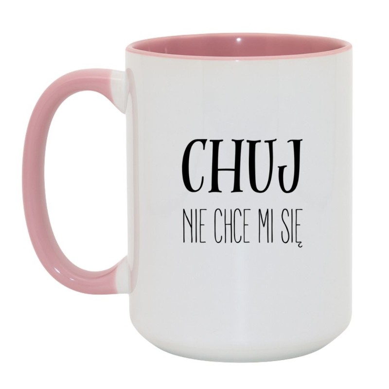 Kubek duży biało-różowy 450 ml z wulgarną grafiką – must-have do kawy