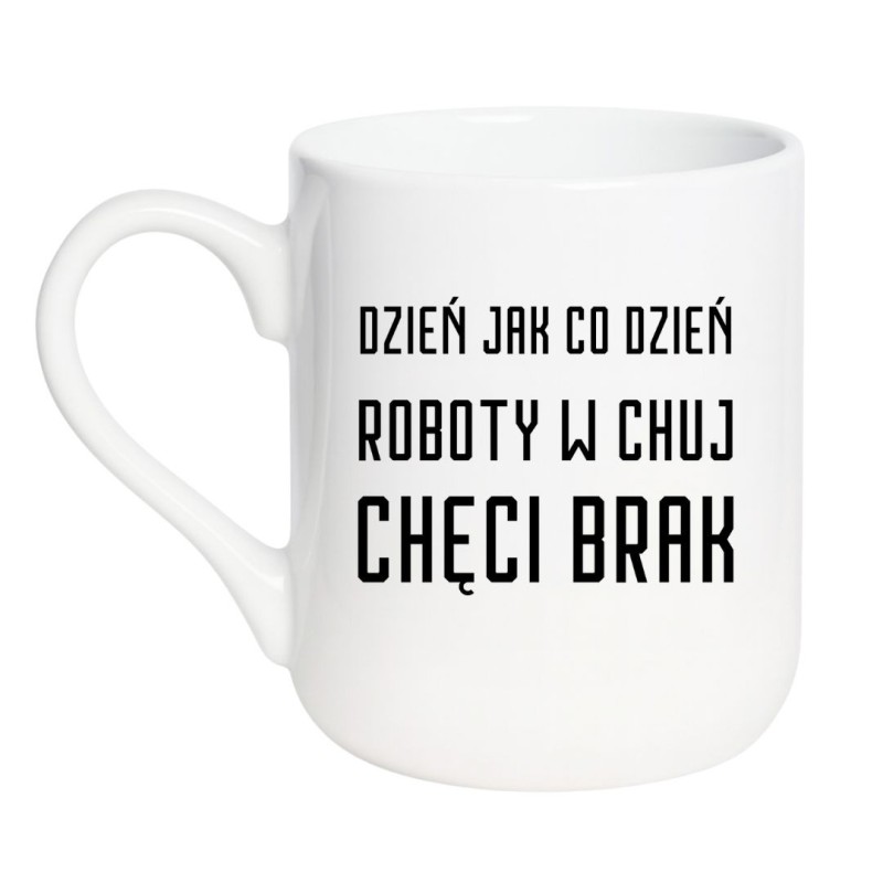 Kubek elegancki biały 330 ml z wulgarnym napisem – chamski kubek bez cenzury