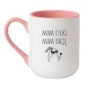 Kubek elegancki biało-różowy 330 ml ze śmieszną grafiką – doskonały gadżet do pracy
