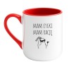 Kubek elegancki biało-czerwony 330 ml z zabawnym nadrukiem – prezent dla biura