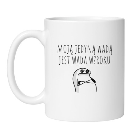 Śmieszny kubek biały 330 ml z zabawną ilustracją i napisem, idealny do biura