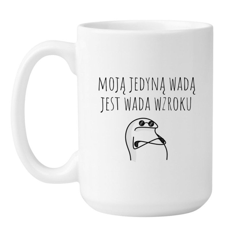 Kubek duży biały 450 ml z żartobliwym nadrukiem, must-have dla kawoszy