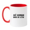 Kubek biało-czerwony 330 ml z wulgarnym nadrukiem, chamski prezent bez cenzury