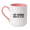Kubek elegancki biało-różowy 330 ml z chamskim napisem, śmieszny kubek z nadrukiem