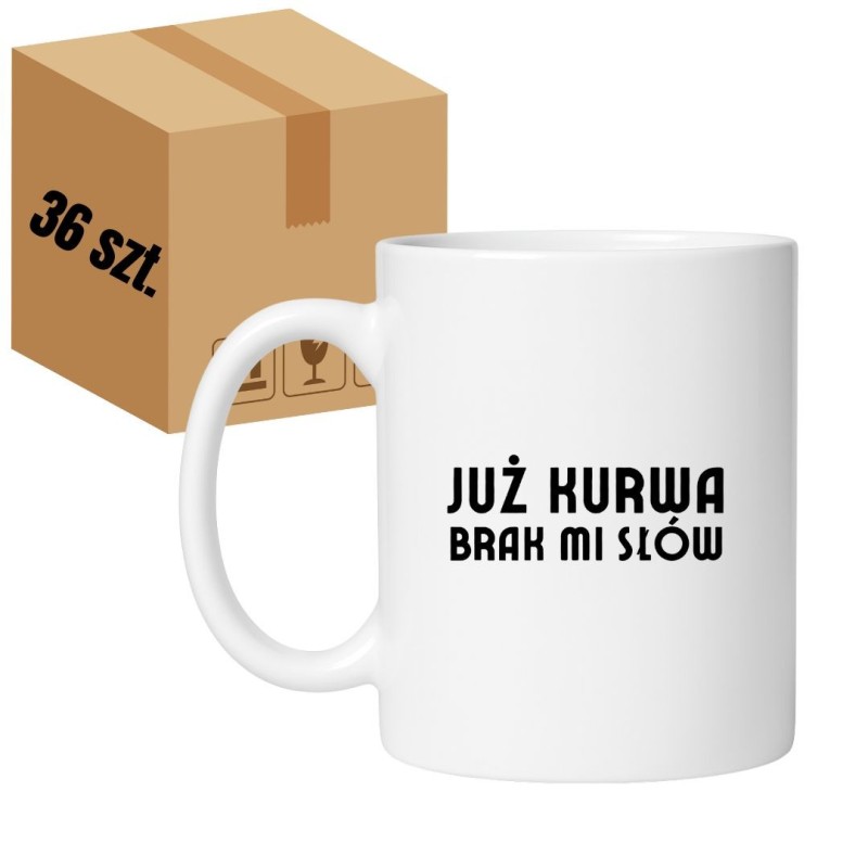 Kubek biały klasyczny 330 ml z nadrukiem bez cenzury – zestaw 36 sztuk HURT