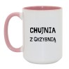 Kubek duży biało-różowy 450 ml z ostrym nadrukiem, humorystyczny kubek do kawy