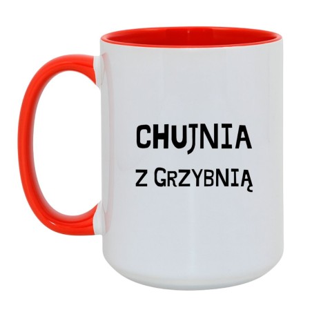 Kubek duży biało-czerwony 450 ml z chamskim motywem, śmieszny prezent dla znajomych