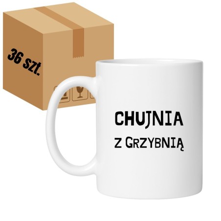 Kubek biały klasyczny 330 ml z nadrukiem bez cenzury – zestaw 36 sztuk HURT