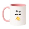 Kubek biało-różowy 330 ml z humorystycznym motywem bez cenzury, zabawny akcent do domu