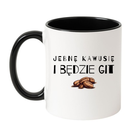 Kubek biało-czarny 330 ml z zabawnym wzorem kawowym i tekstem bez cenzury, śmieszny prezent