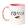 Kubek biało-różowy 330 ml z humorystycznym napisem kawowym, świetny gadżet dla domu