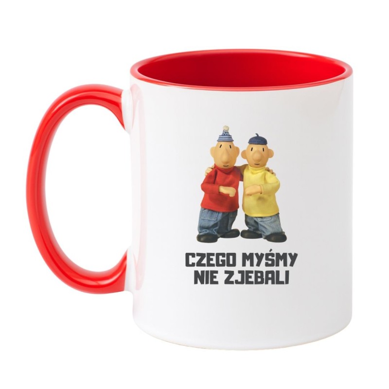 Kubek biało-czerwony 330 ml z humorystycznym wzorem i chamskim napisem, sprawdź bestseller