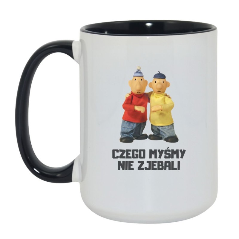 Kubek duży biało-czarny 450 ml z zabawnym motywem i nadrukiem bez cenzury, must-have dla fanów kawy