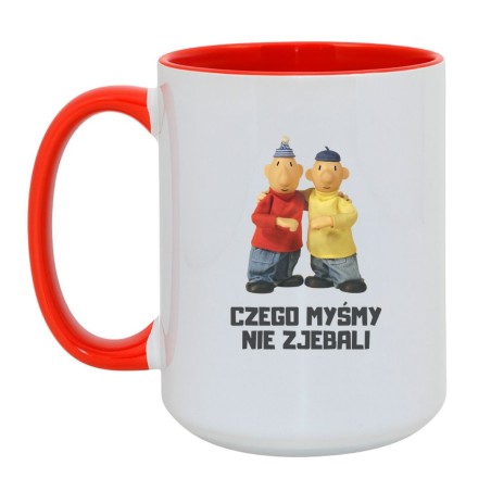 Kubek duży biało-czerwony 450 ml z humorystyczną ilustracją i śmiesznym nadrukiem, śmieszny kubek na prezent
