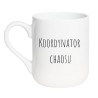 Kubek elegancki biały 330 ml z prostym nadrukiem tekstowym, must-have dla fanów kawy