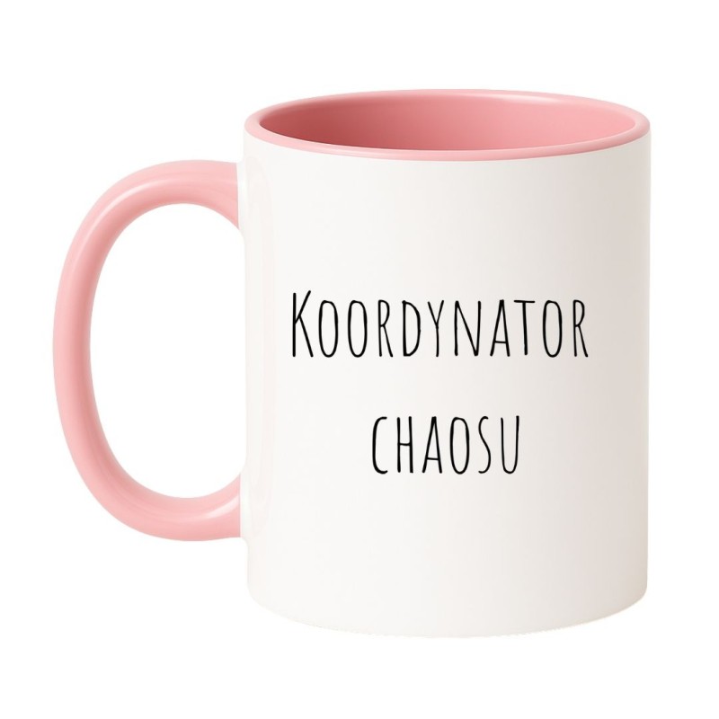 Kubek biało-różowy 330 ml z humorystycznym nadrukiem tekstowym, śmieszny kubek na prezent