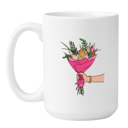 Kubek duży biały 450 ml z motywem bukietu, must-have dla fanów kawy