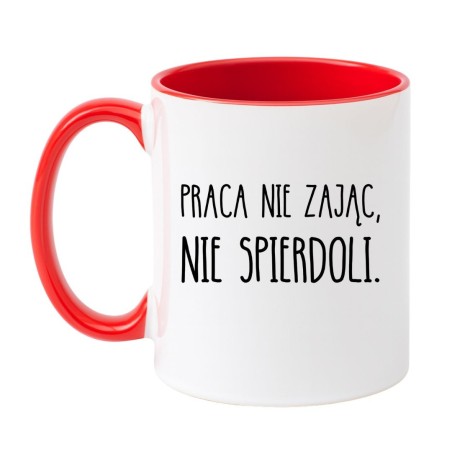 Kubek biało-czerwony 330 ml z chamskim napisem – kubek 330 ml biało-czerwony z nadrukiem, chamski prezent