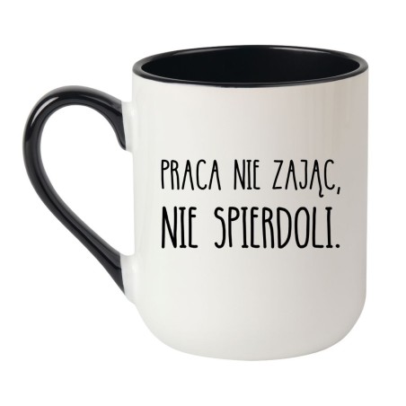Kubek elegancki biało-czarny 330 ml z zabawną ilustracją – kubek biało-czarny 330 ml, doskonały gadżet do pracy