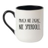 Kubek elegancki biało-czarny 330 ml z zabawną ilustracją – kubek biało-czarny 330 ml, doskonały gadżet do pracy