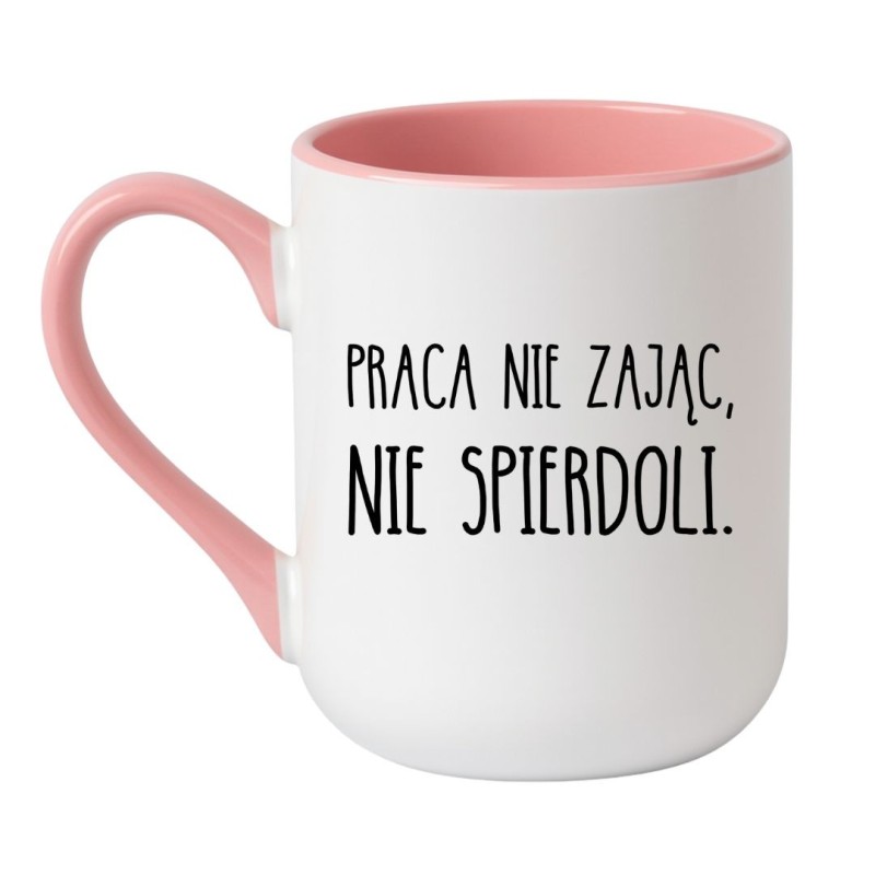 Kubek elegancki biało-różowy 330 ml z nadrukiem bez cenzury – kubek 330 ml z motywem, must-have dla kawoszy