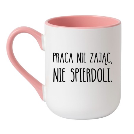 Kubek elegancki biało-różowy 330 ml z nadrukiem bez cenzury – kubek 330 ml z motywem, must-have dla kawoszy