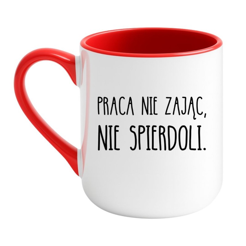 Kubek elegancki biało-czerwony 330 ml z chamskim nadrukiem – kubek biało-czerwony 330 ml, kubek bez cenzury