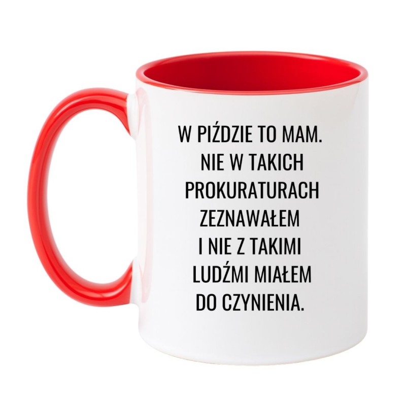 Kubek biało-czerwony 330 ml z chamskim nadrukiem – kubek biało-czerwony 330 ml z napisem, chamski prezent