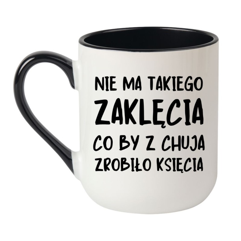 Kubek elegancki biało-czarny 330 ml z napisem bez cenzury – kubek 330 ml z wulgarnym wzorem, must-have dla kawoszy