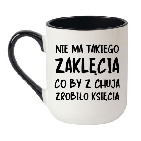 Kubek elegancki biało-czarny 330 ml z napisem bez cenzury – kubek 330 ml z wulgarnym wzorem, must-have dla kawoszy