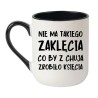 Kubek elegancki biało-czarny 330 ml z napisem bez cenzury – kubek 330 ml z wulgarnym wzorem, must-have dla kawoszy